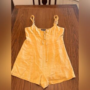 Kittenish Yellow Smocked Neck Tank